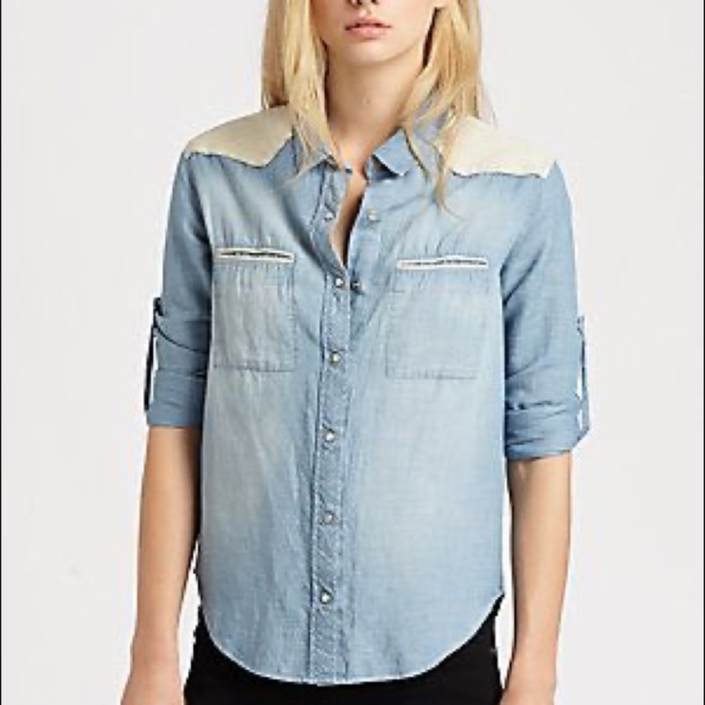 IRO Chambray and Leather Shirt